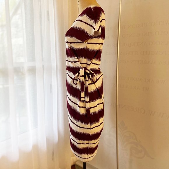 NWOT Willowmore Asymmetrical Burgundy and White Striped Dress - Picture 4 of 16